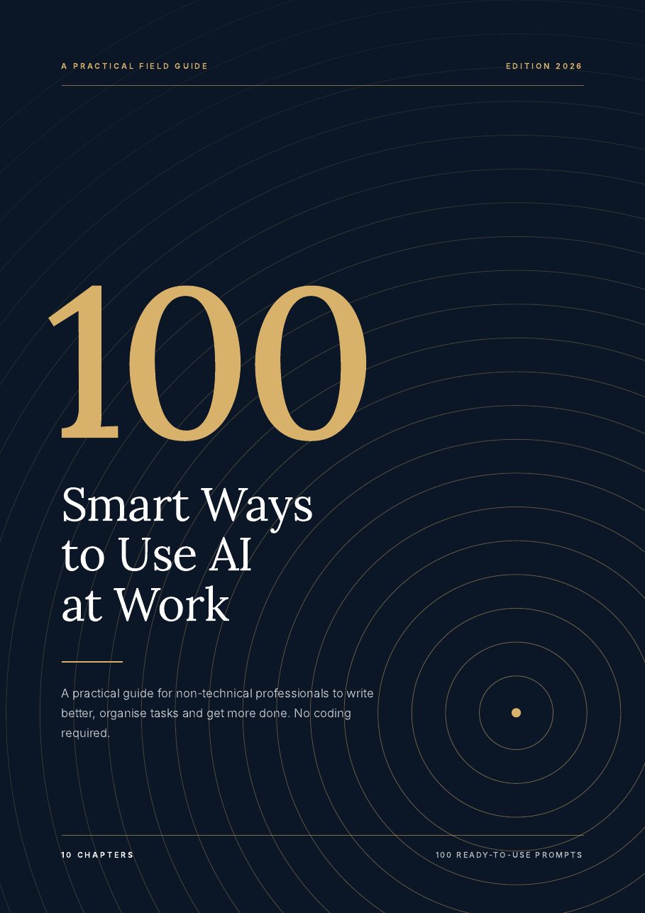 Cover of the eBook 100 Smart Ways to Use AI at Work